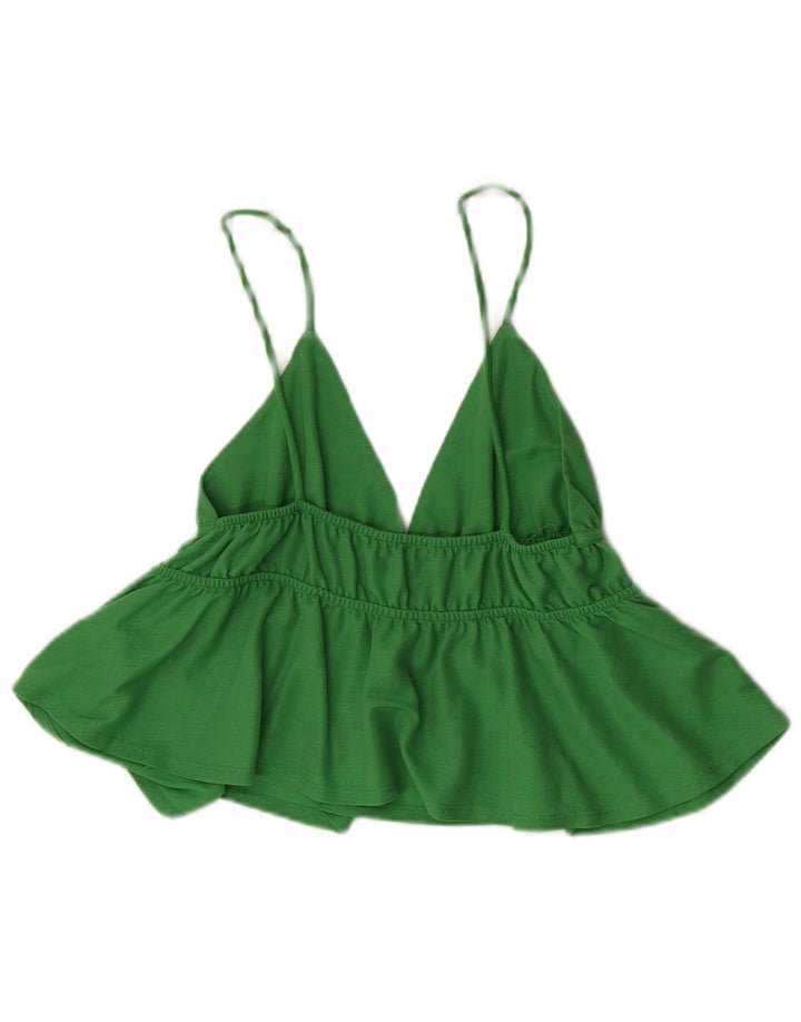 Zara Mujer Crop Cami Top UK 8 Small Viscosa Verde