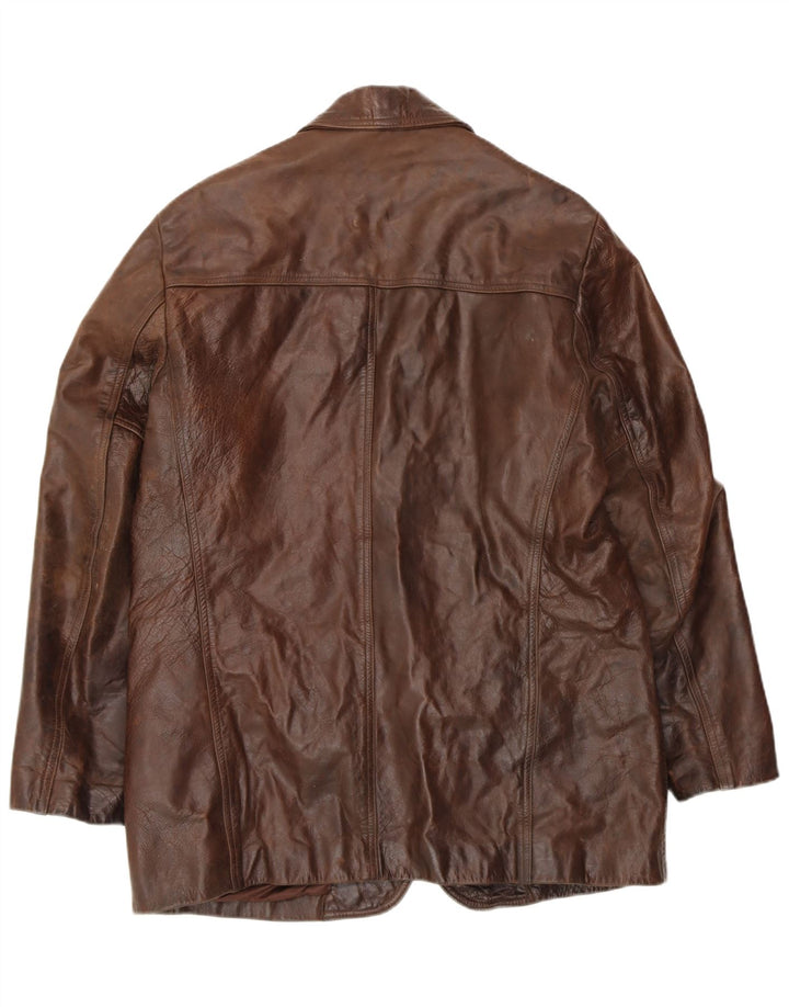 VINTAGE Chaqueta de cuero para hombre Reino Unido 42 XL Cuero marrón