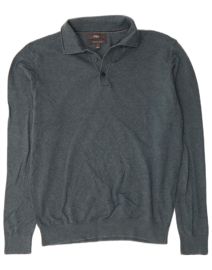 Marks & Spencer Jersey tipo polo para hombre de algodón verde medio