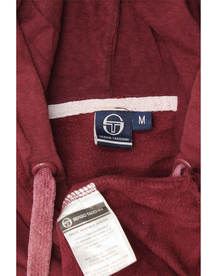Sergio Tacchini Hombre Sudadera Con Capucha Gráfica Jersey De Algodón Granate Medio