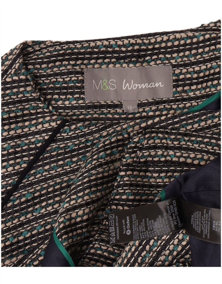 Marks & Spencer Chaqueta tipo blazer corta para mujer Reino Unido 12 Acrílico a rayas gris medio