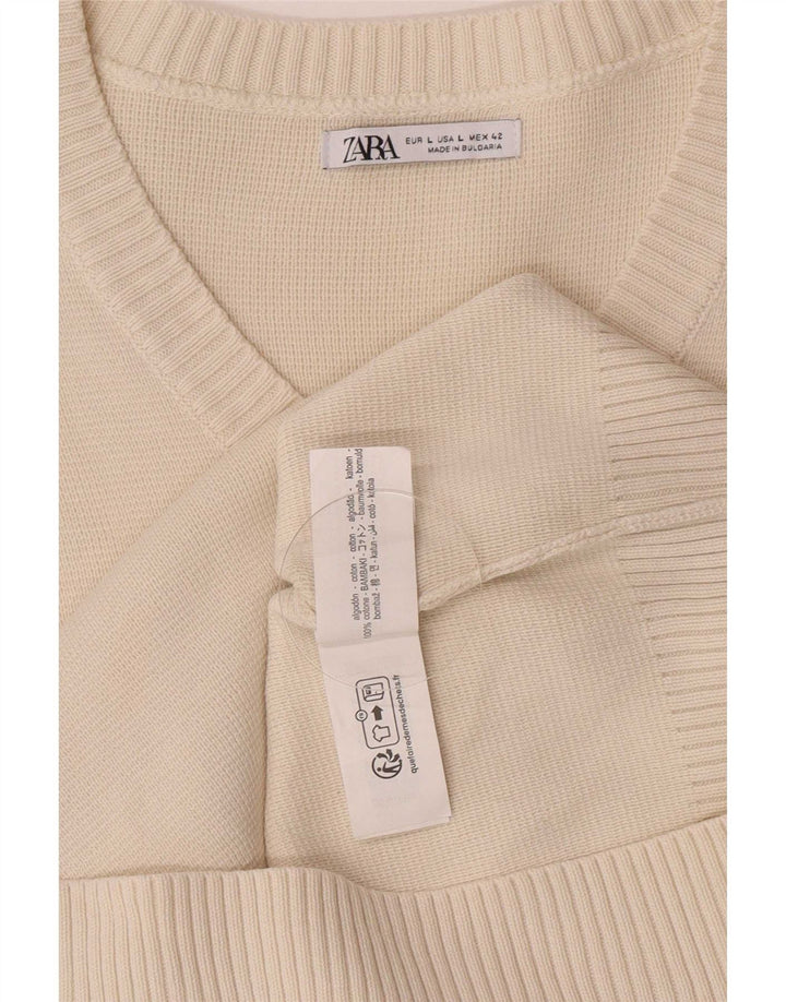 Zara Hombre Camiseta Sin Mangas Sin Mangas Grande Algodón Blanco Roto