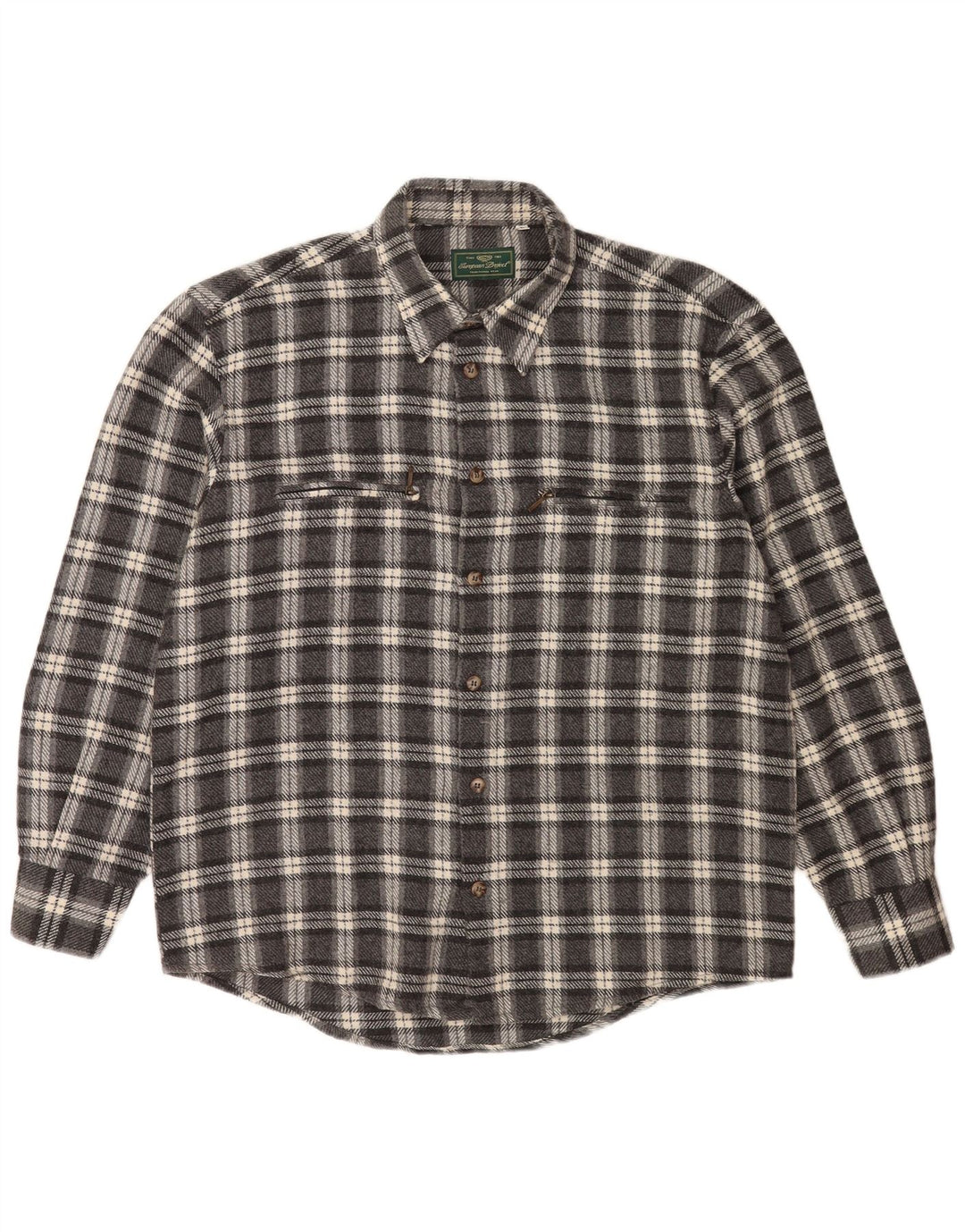 Camisa de franela para hombre de European Project Acrílico a cuadros grises grandes