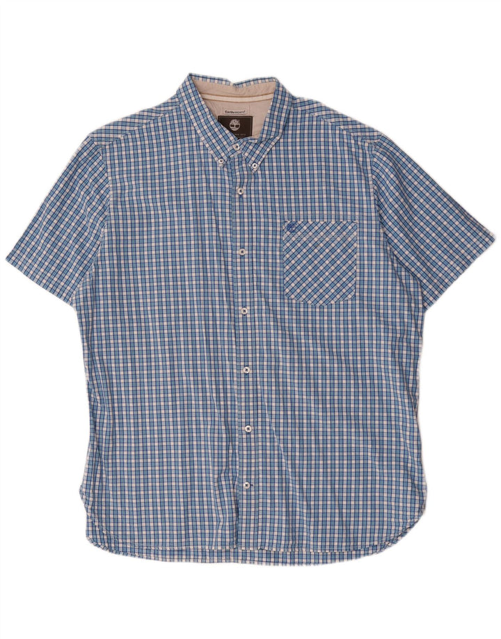 Timberland Camisa de manga corta Earthkeepers de ajuste regular para hombre, talla 2XL, cuadros azules