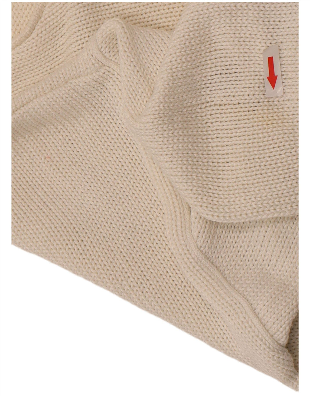 Vintage mujer gráfico V-cuello jersey suéter Reino Unido 14 medio blanco