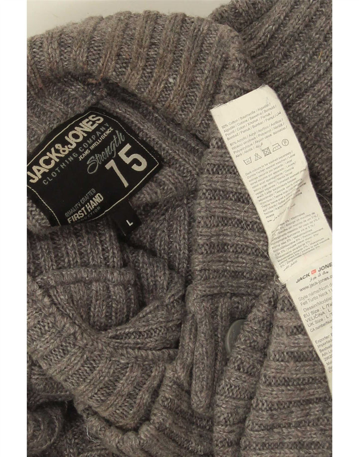 Jack & Jones Hombre Botón Cuello Jersey Jersey Grande Gris Algodón