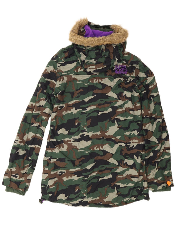 Superdry Parka con capucha para hombre, talla 36, nailon de camuflaje verde pequeño