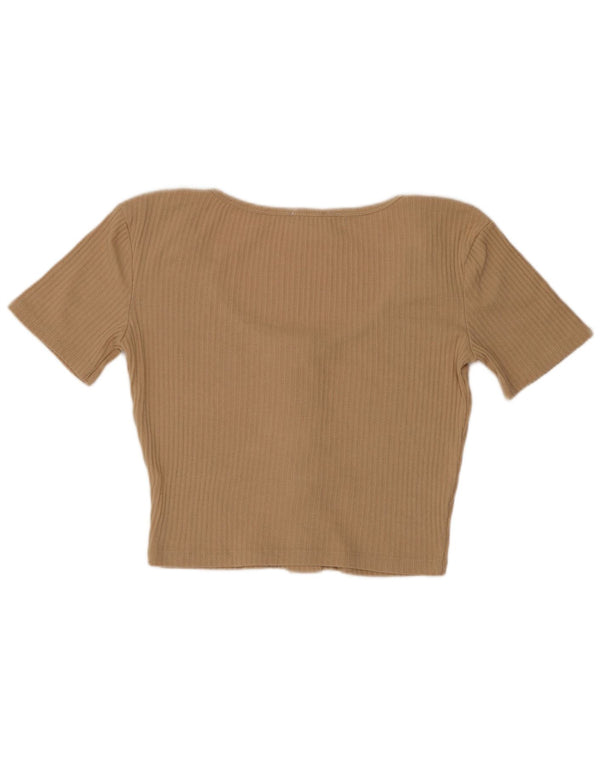 Zara Mujer Trafaluc Crop Cardigan Top UK 42 Medio Beige