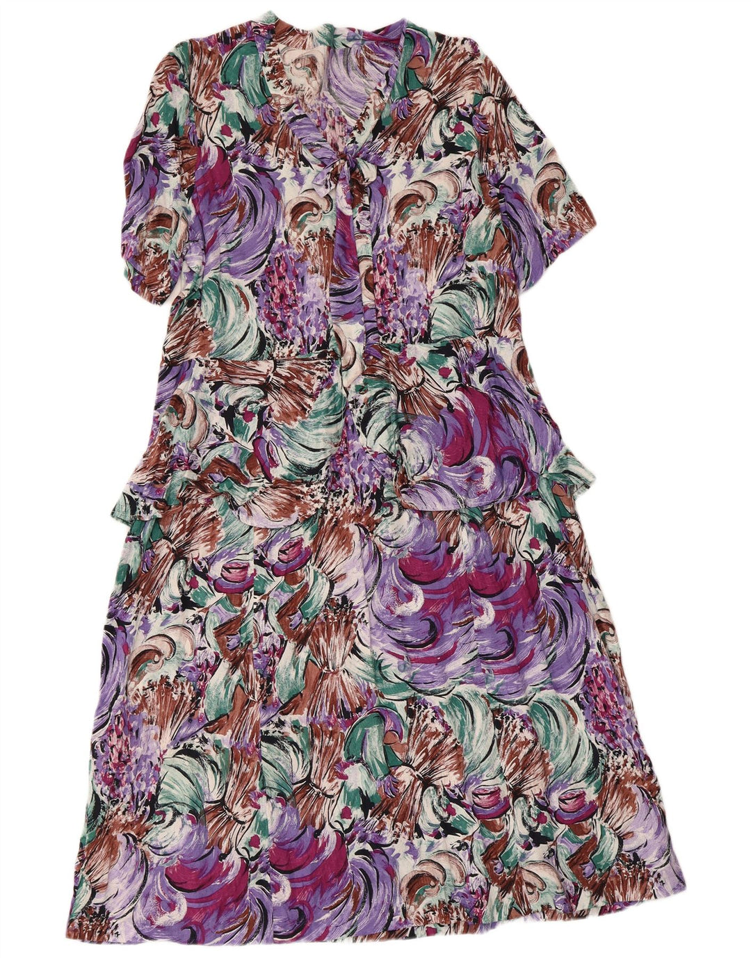 Vintage mujer patrón abstracto peplum vestido Reino Unido 14 medio multicolor