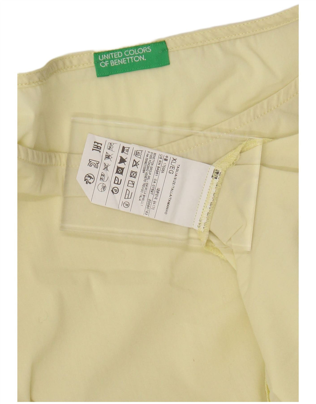 BENETTON Blusa con Alas de Murciélago para Mujer UK 40 XL Algodón Amarillo