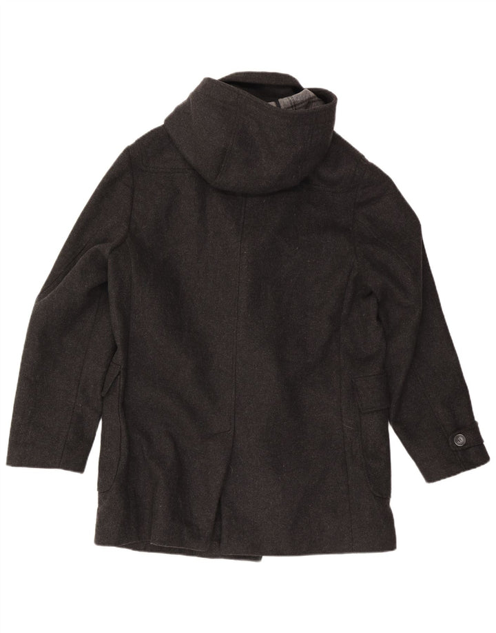 Chaqueta de lona con capucha vintage para hombre IT 50 lana virgen gris grande