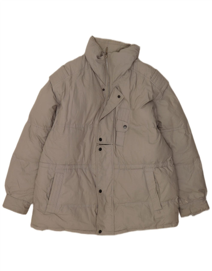 Vintage hombres chaqueta acolchada Reino Unido 44 2XL algodón gris