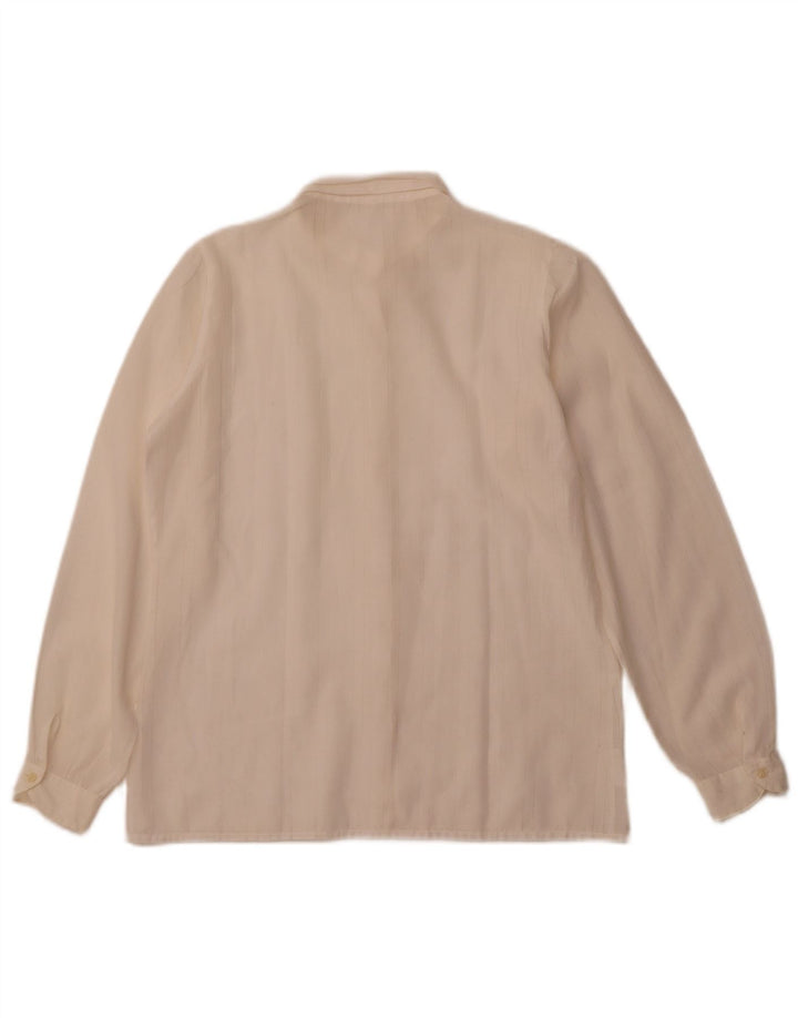 VINTAGE Blusa camisera para mujer IT 42 Mediana a rayas blancas