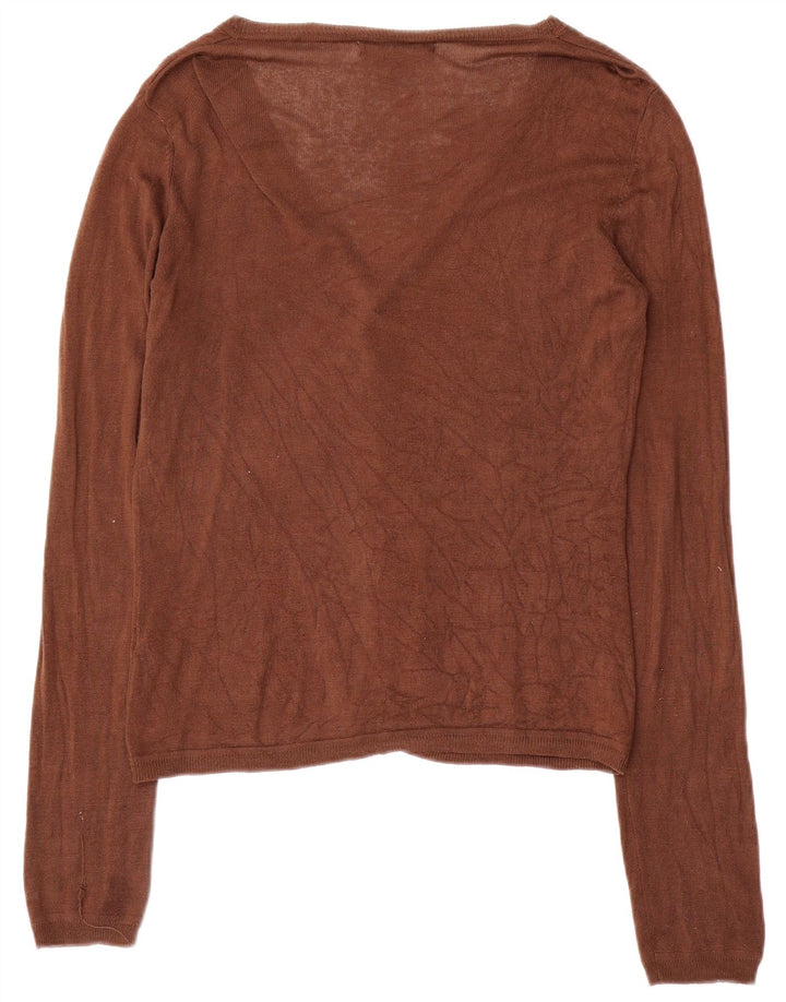 Zara Mujer Cárdigan Suéter UK 46 Grande Rayón Marrón