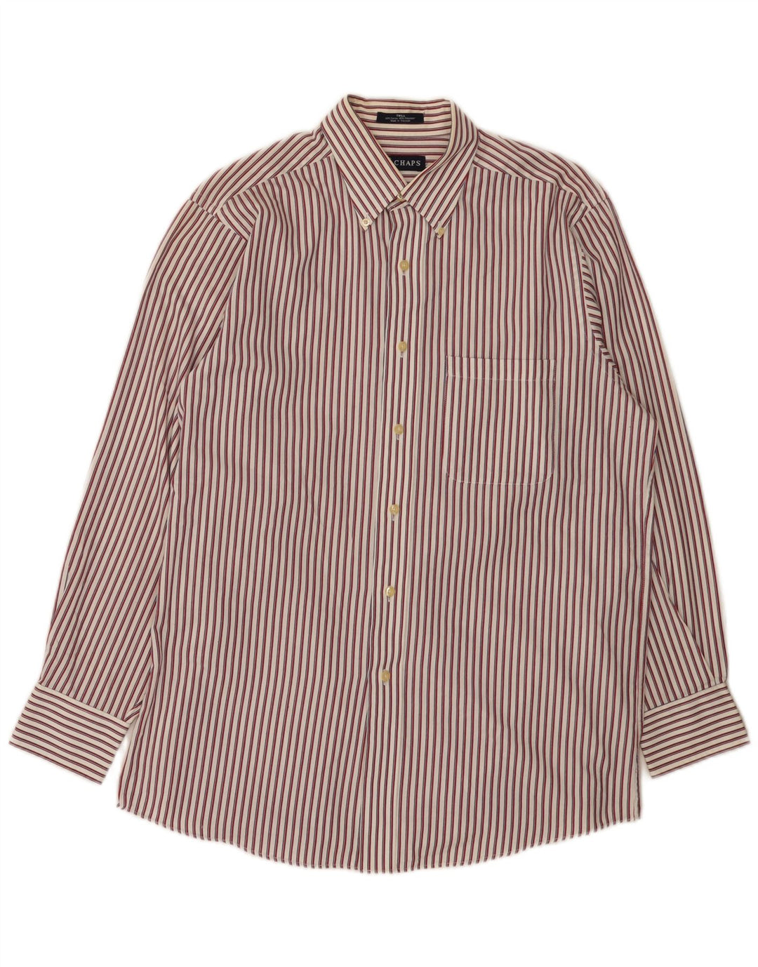 Chaps Camisa de franela para hombre talla 15 1/2 algodón a rayas rojo mediano