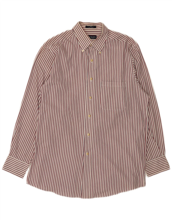 Chaps Camisa de franela para hombre talla 15 1/2 algodón a rayas rojo mediano