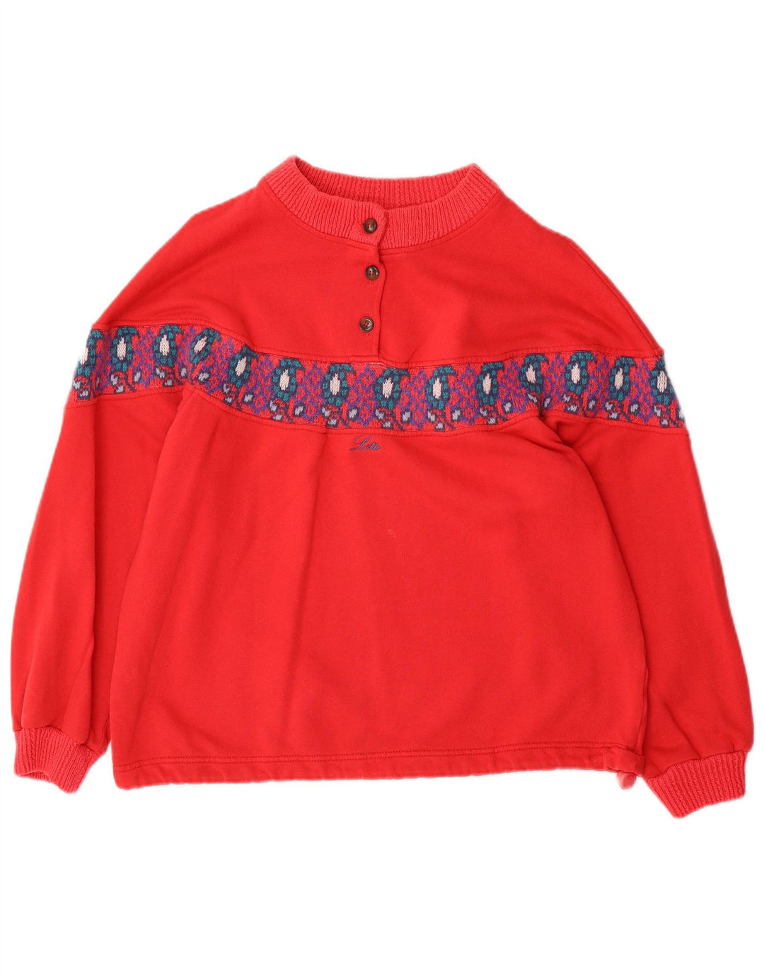 LOTTO Sudadera extragrande para mujer UK 14 Medium Red Fair Isle