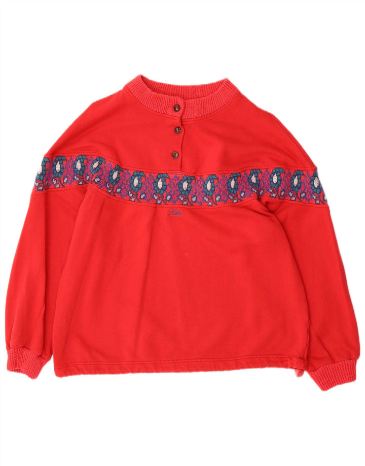 LOTTO Sudadera extragrande para mujer UK 14 Medium Red Fair Isle