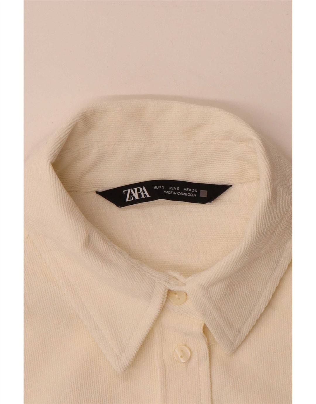 Zara Mujer Sobrecamisa Camisa Extragrande UK 10 Small Off White Poliéster
