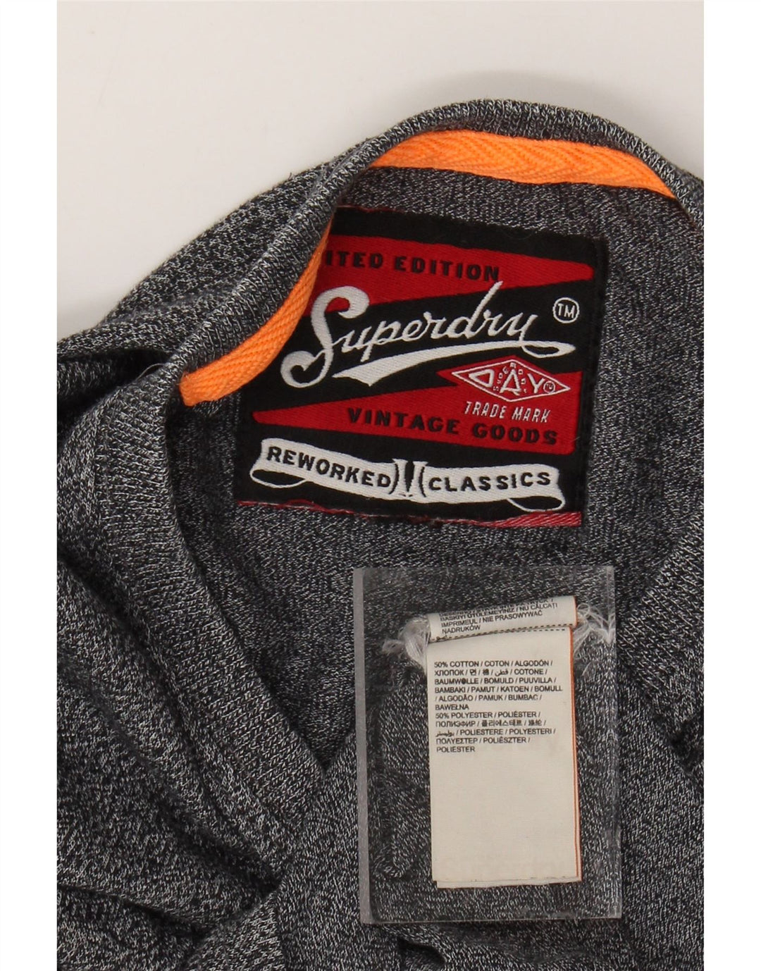 SUPERDRY Camiseta gráfica para hombre Top de algodón moteado gris medio