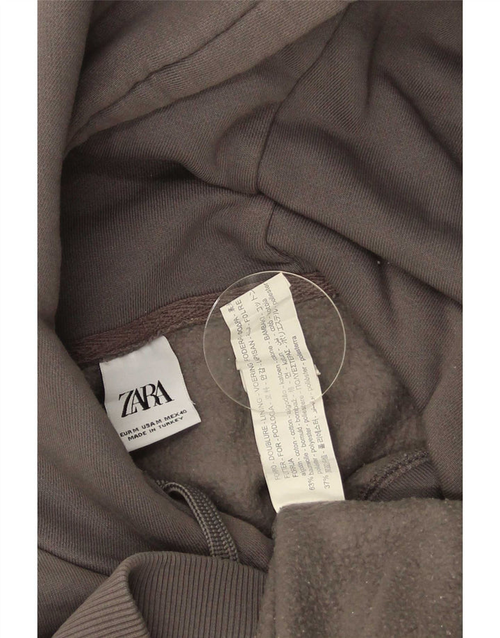 Zara Hombre Sudadera Con Capucha Jersey Gris Medio Algodón