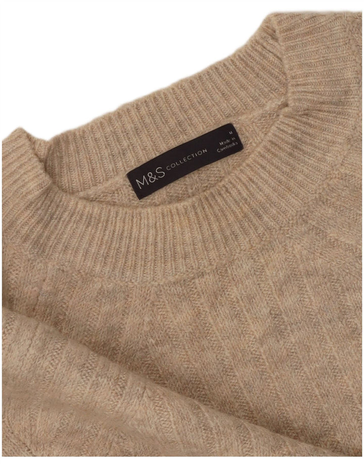 MARKS & SPENCER Suéter tipo jersey con cuello redondo para mujer UK 40 Medio Beige