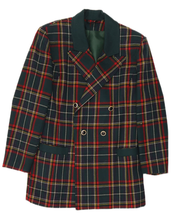 Vintage mujer Blazer chaqueta Reino Unido 10 pequeño cheque multicolor
