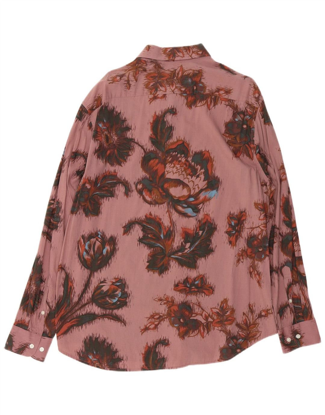 VINTAGE Camisa para hombre Algodón floral rosa grande