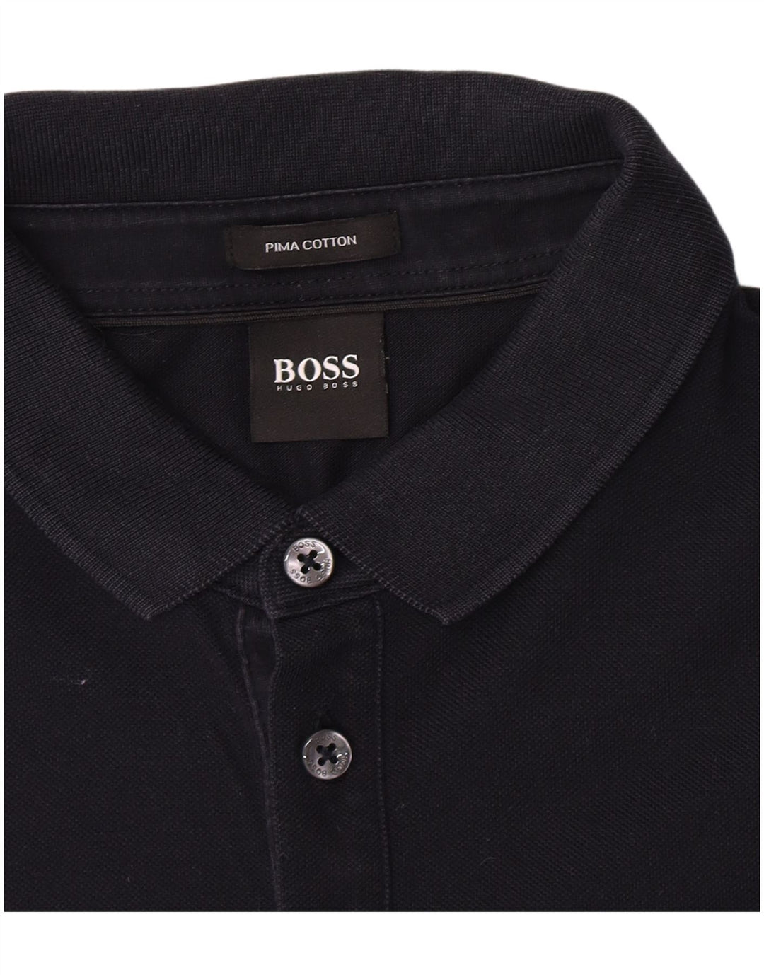 Hugo Boss Hombre Polo De Manga Larga De Algodón Azul Marino Medio
