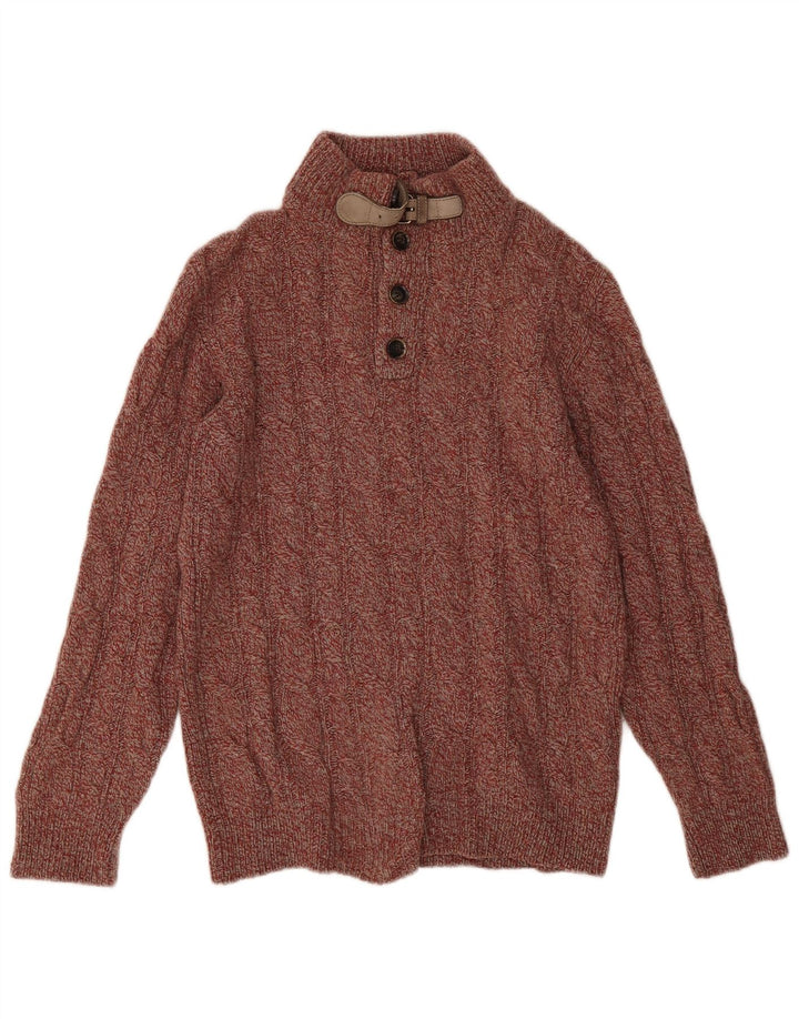 Massimo Dutti Hombre Jersey Con Cuello Botonado Small Lana Moteada Roja
