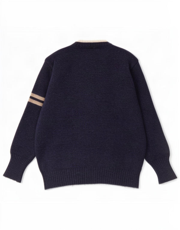 Woolrich Jersey con cuello en V para hombre 2XL Lana a rayas azul marino