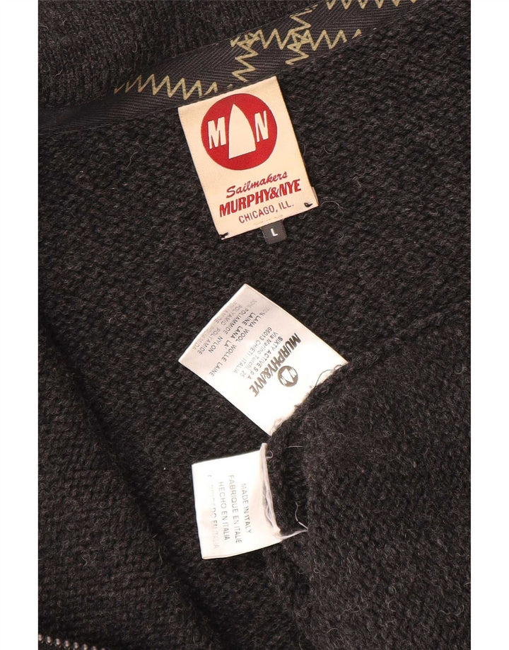 Murphy & Nye Cárdigan con gráfico Sailmakers para hombre, suéter grande de lana gris