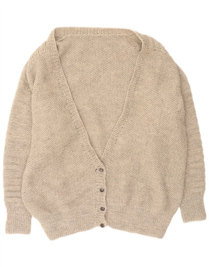 Vintage mujer oversized Cardigan suéter Reino Unido 16 gris grande
