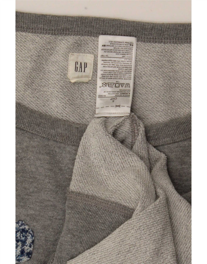 Gap Mujer Gráfico Sudadera De Gran Tamaño Jersey Reino Unido 10 Pequeño Algodón Gris