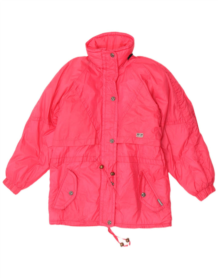 Vintage mujer cortavientos chaqueta Reino Unido 10 pequeña poliamida rosa