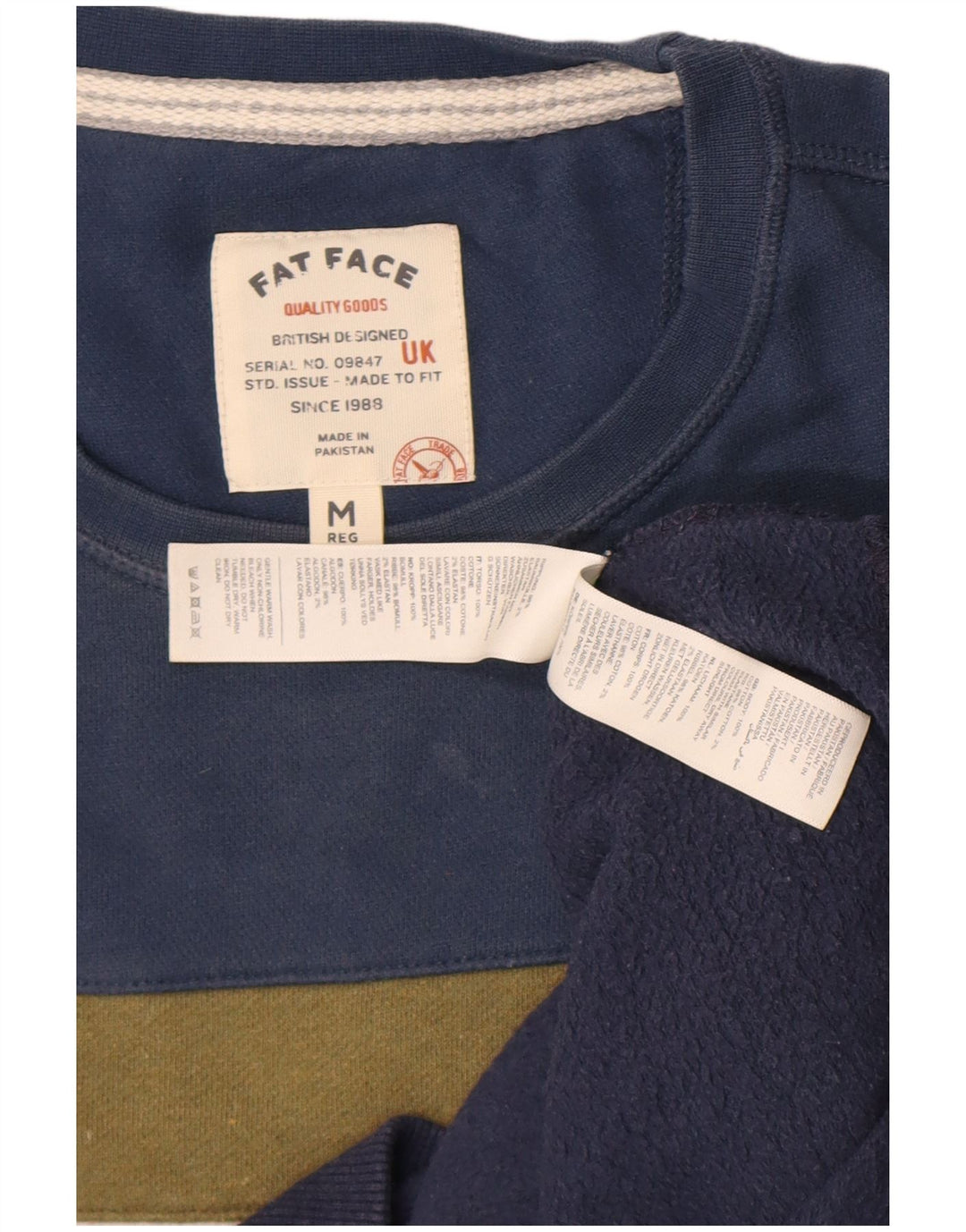 Sudadera tipo jersey de hombre Fat Face de algodón color block en azul marino mediano