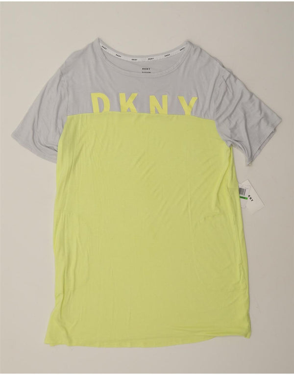 Dkny Vestido estilo camiseta con gráfico para mujer UK 46 Large Yellow Colourblock Rayon