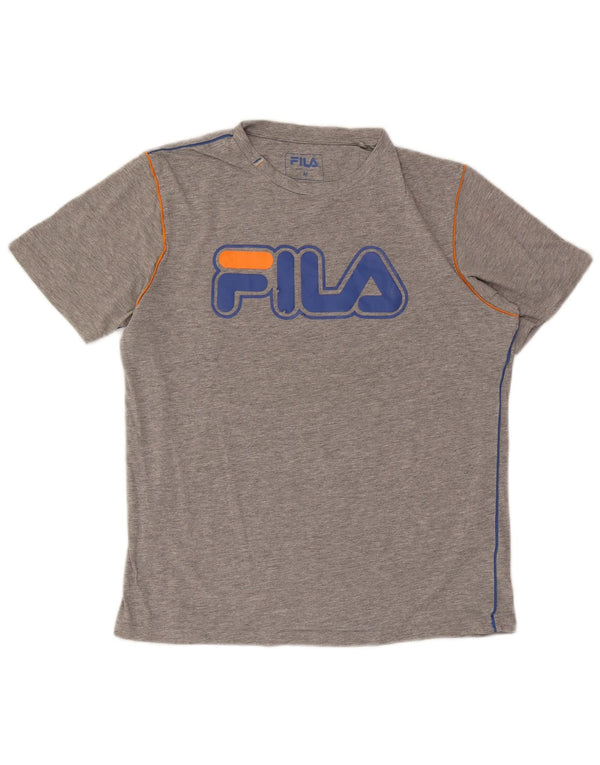 Fila Camiseta gráfica para hombre Top de algodón moteado gris medio