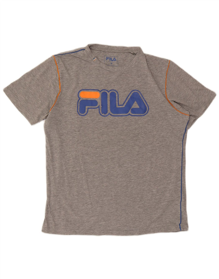 Fila Camiseta gráfica para hombre Top de algodón moteado gris medio