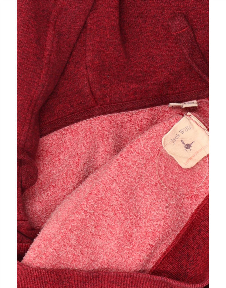 Jack Wills Suéter con capucha y cremallera para hombre Algodón rojo mediano