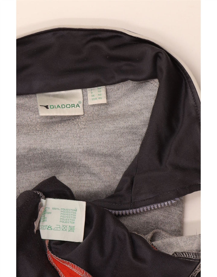 Diadora Chaqueta de chándal para hombre ES 46 XL Gris Colorblock Poliéster