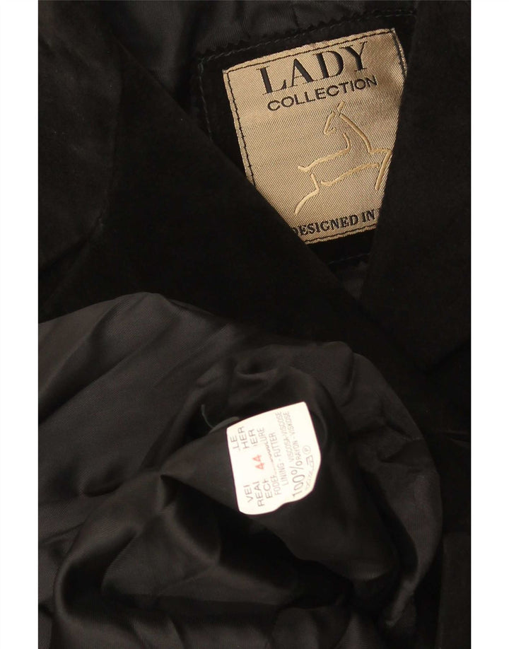 Chaqueta de ante vintage para mujer IT 44 Cuero negro medio