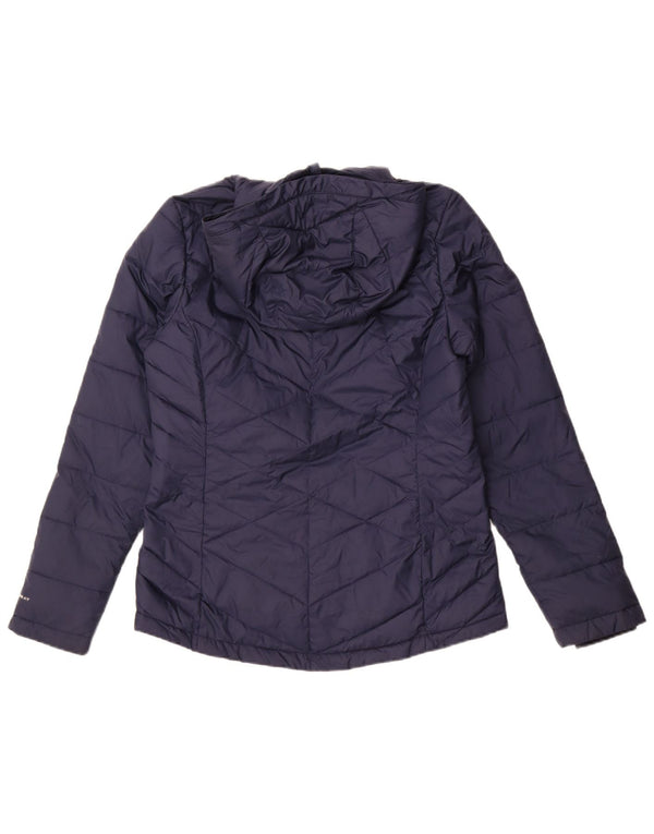 Columbia Mujer Omni-Heat Chaqueta Acolchada Con Capucha UK 38 Medium Azul Marino