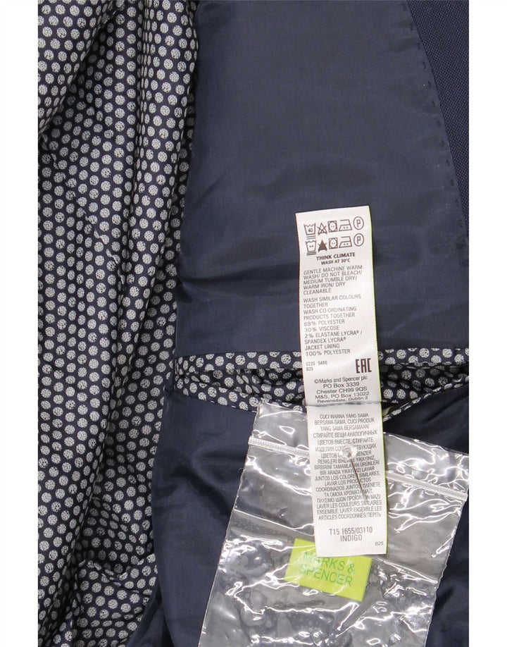 Marks & Spencer Chaqueta tipo blazer de 2 botones para hombre UK 42 Grande Poliéster azul marino