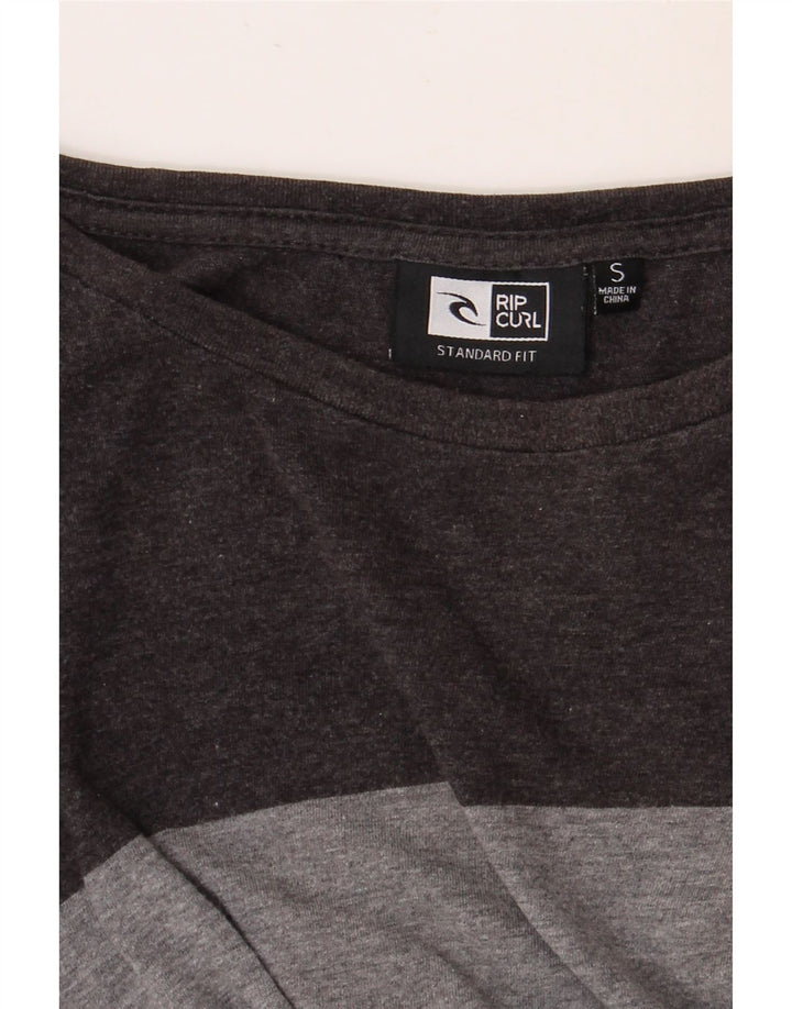 RIP CURL Camiseta de corte estándar para hombre Top pequeño gris a rayas