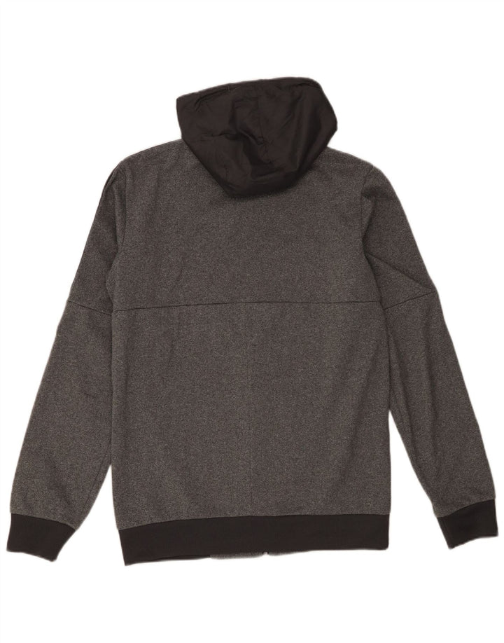 Adidas Hombre Graphic Zip Sudadera Con Capucha Suéter Pequeño Gris Colorblock Poliéster