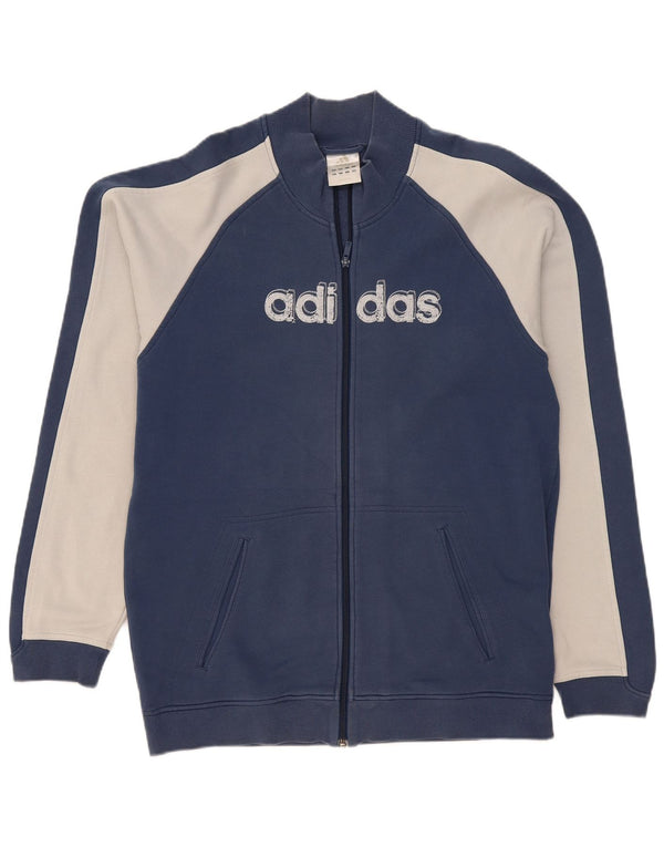 Adidas Hombre Gráfico Chándal Top Chaqueta Grande Azul Marino Colorblock Algodón