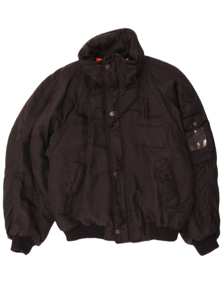 Vintage Hombres Loose Fit Chaqueta Acolchada Reino Unido 38 Medio Negro