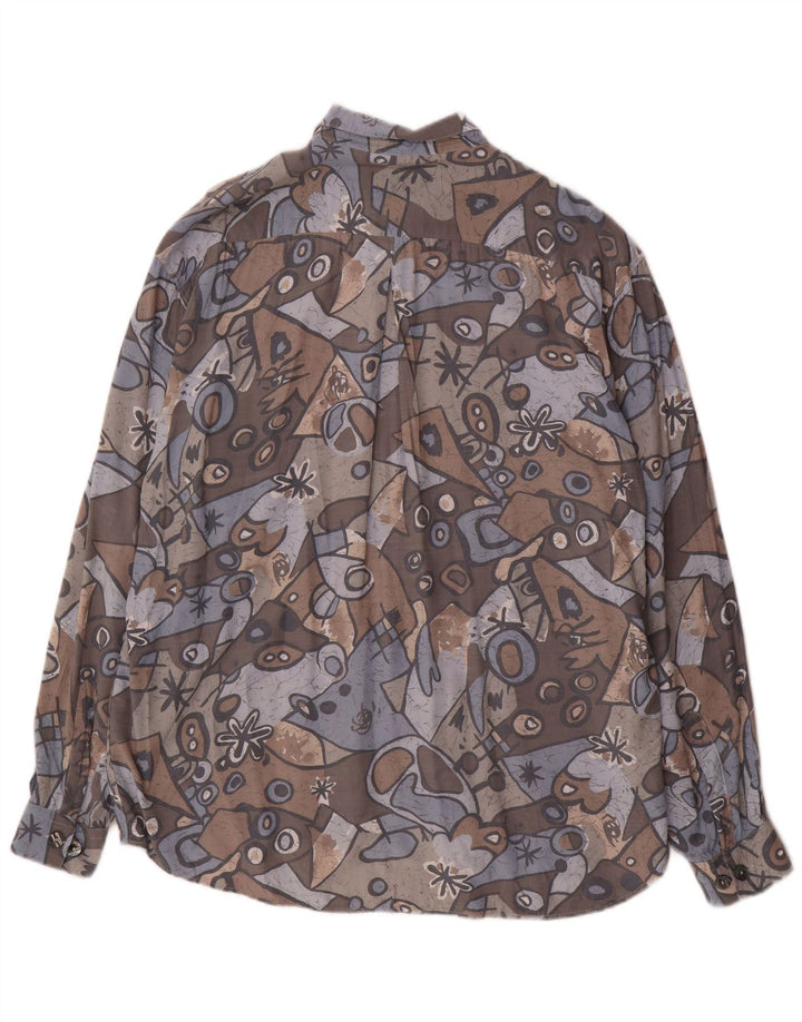 Camisa Vintage Hombre XL Gris Geométrico