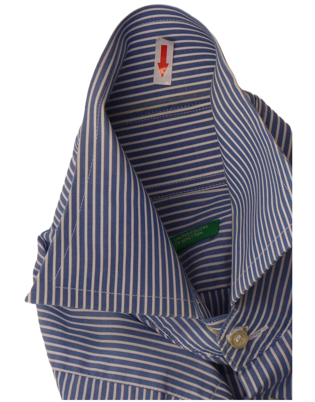 Camisa Hombre BENETTON Algodón Rayas Azul Medio